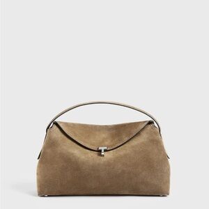 Toteme T lock suede top handle bag